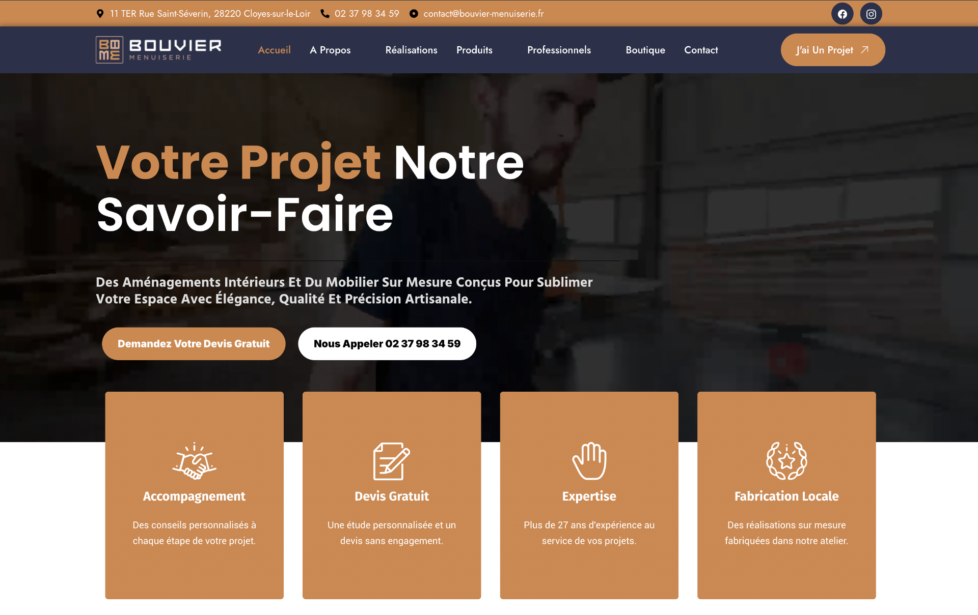 Aperçu du site Bouvier Menuiserie
