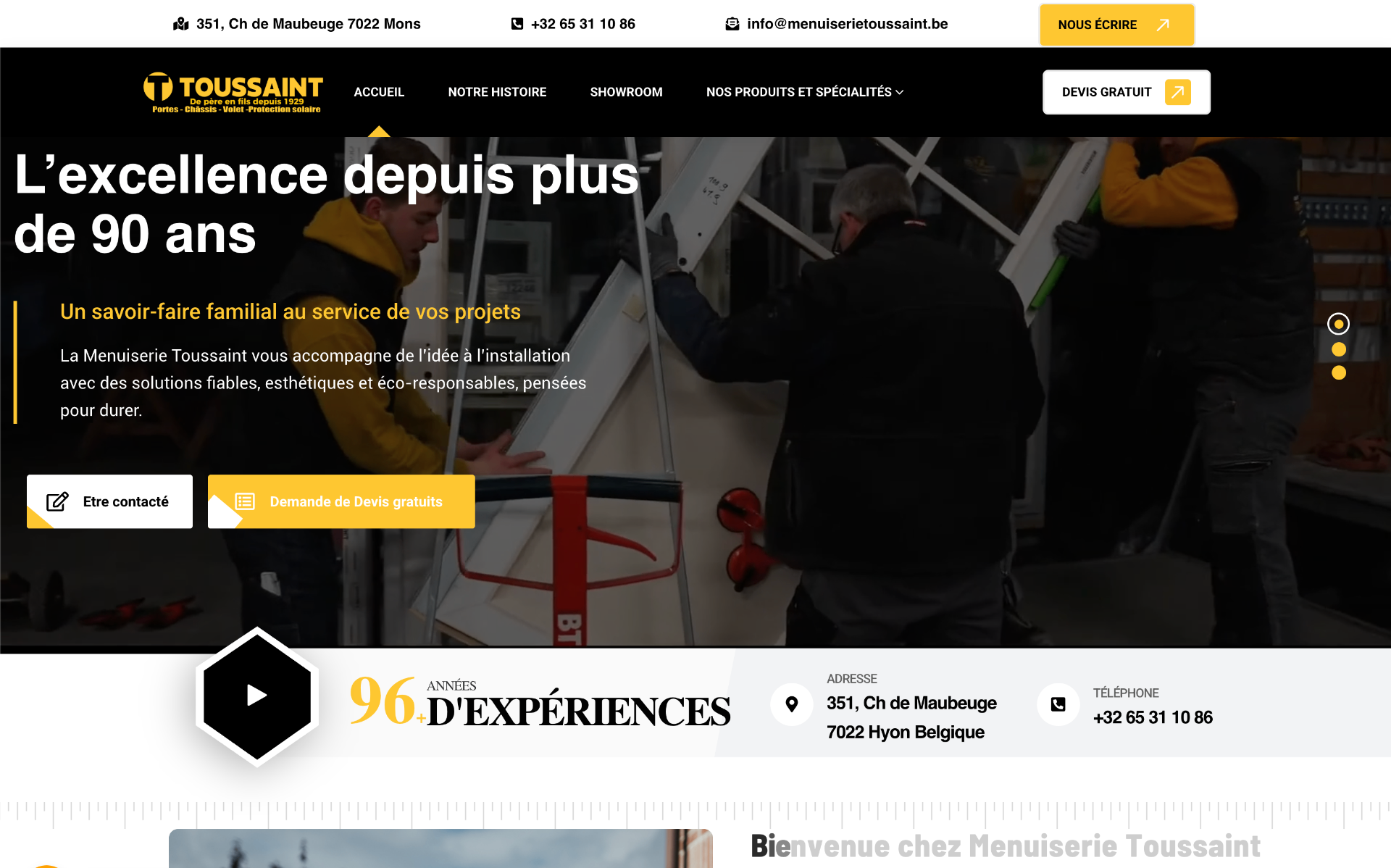 Aperçu du site Menuiserie Toussaint