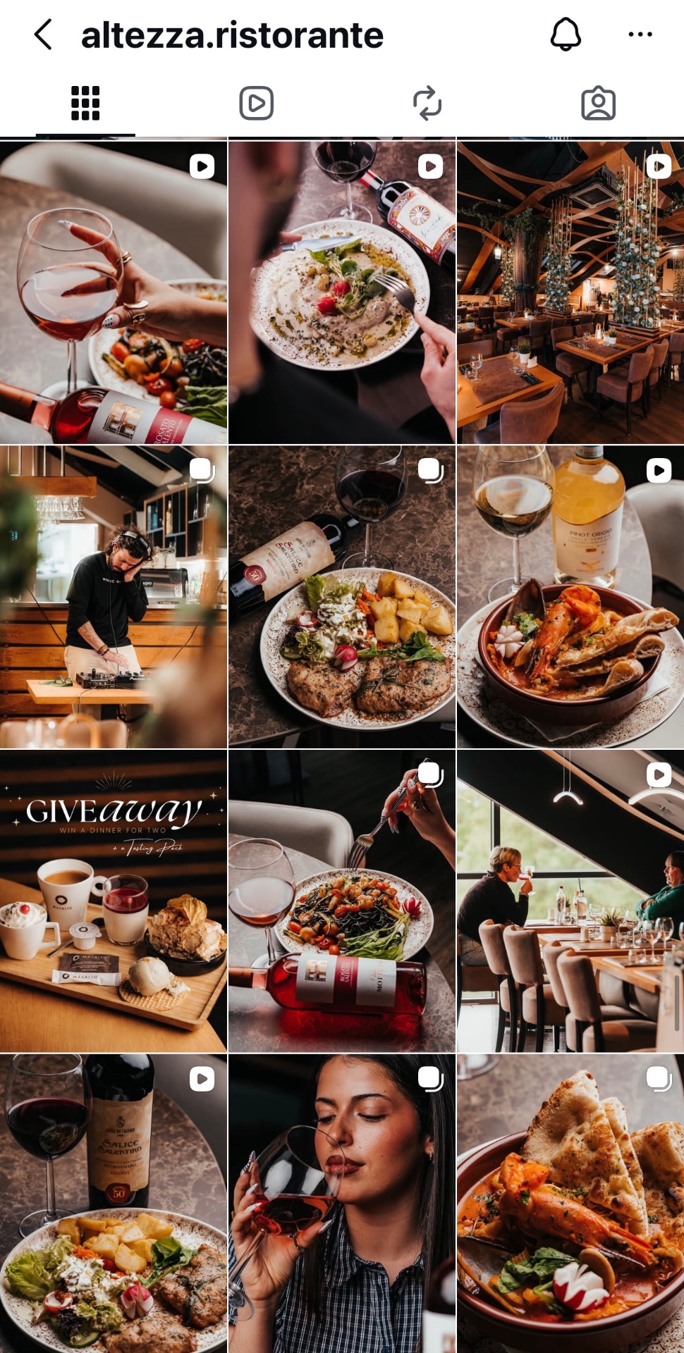 Feed Instagram Altezza Ristorante