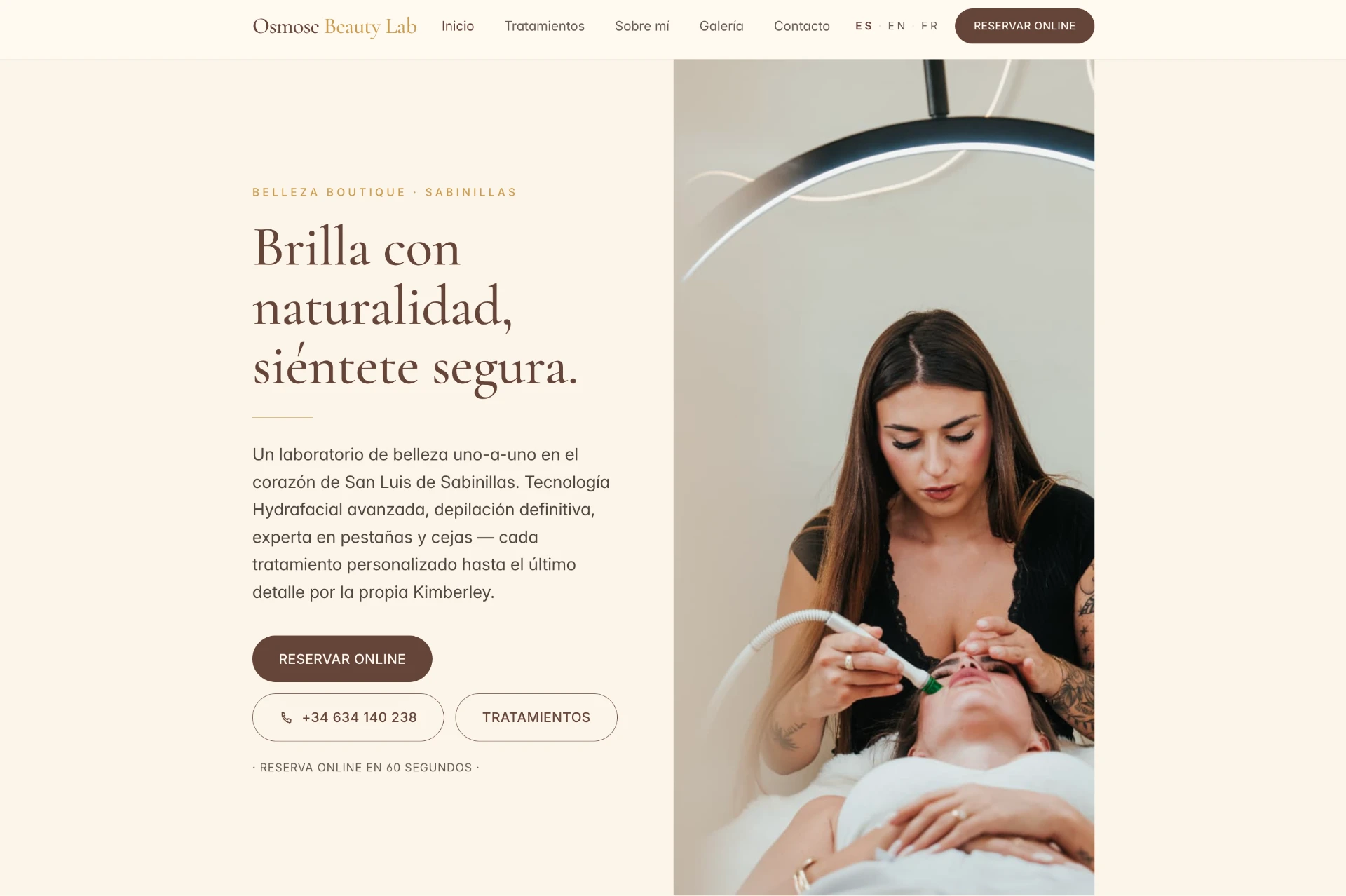 Aperçu du site Osmose Beauty Lab
